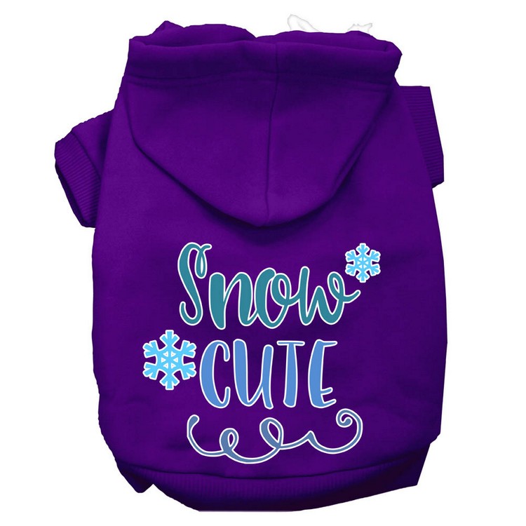 Snow Cute Screen Print Dog Hoodie Purple XL